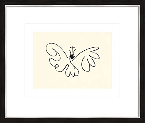 artissimo, hochwertiger Kunstdruck gerahmt, 63x53cm, AG4117, Pablo Picasso: Schmetterling/Le papillon/Butterfly, Poster mit Rahmen, gerahmtes Bild, Siebdruck, Wandbild, Wanddekoration