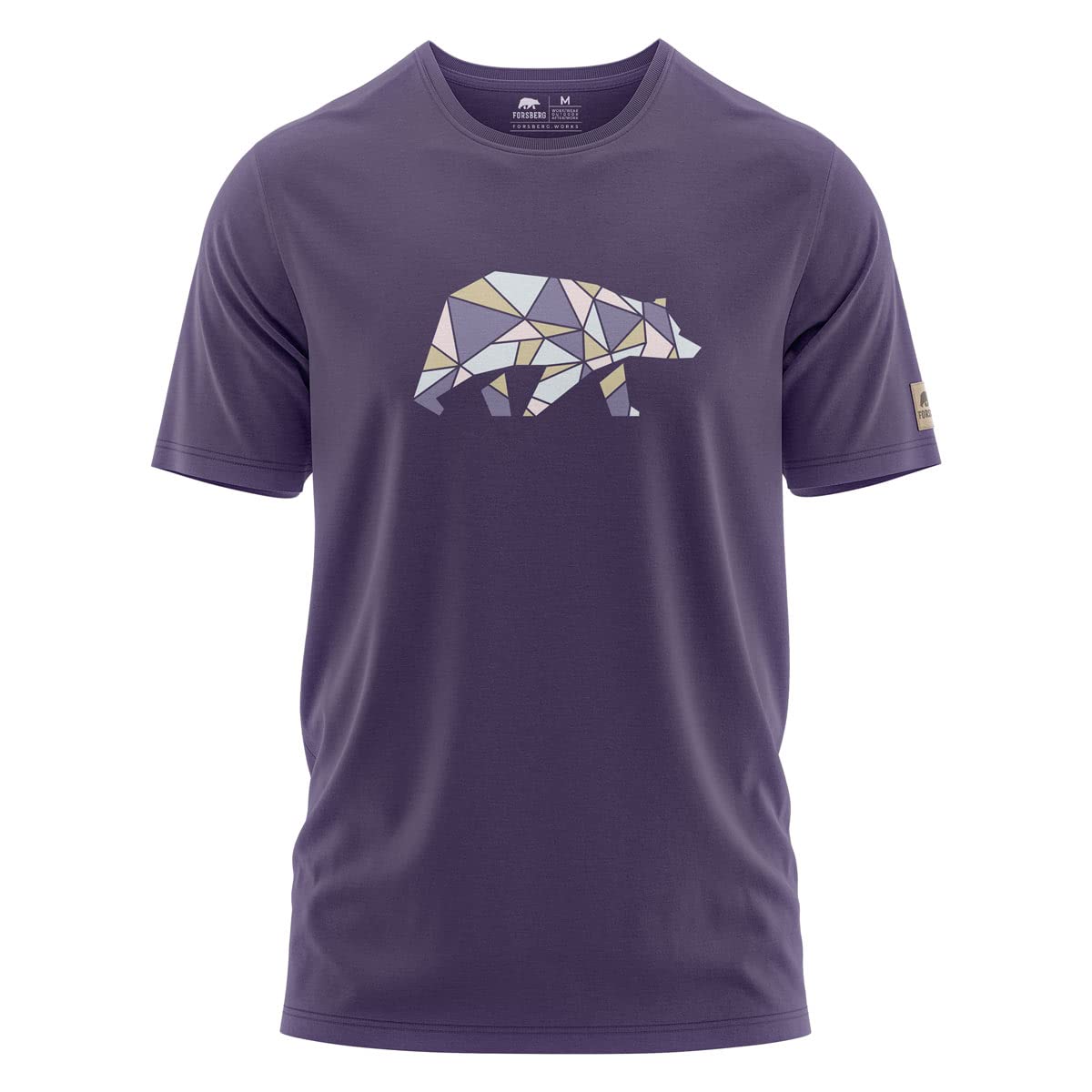 FORSBERG Espenson T-Shirt mit stylischem Bär Brustlogo Rundhals für Herren, Farbe:lila/Pastell, Größe:L