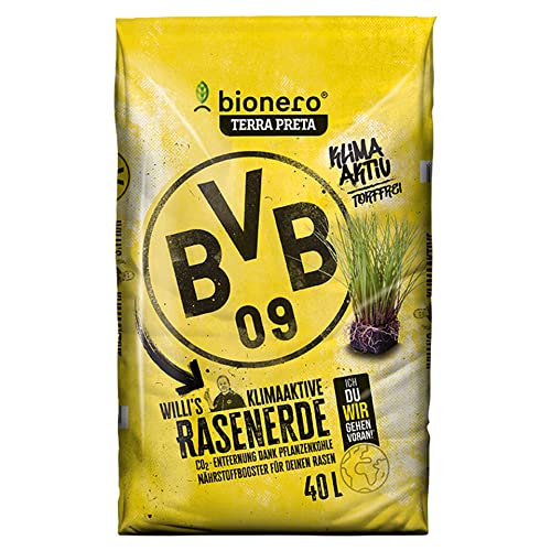 bionero® BVB WILLI'S Rasenerde 40 l Sack Bio-Rasenerde Terra Preta Schwarzerde Erde