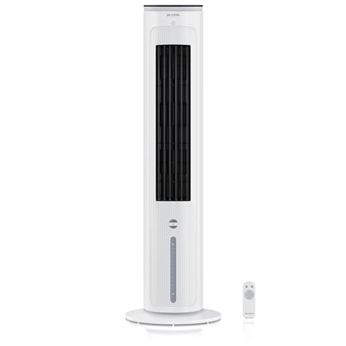 Brandson - mobile Klimaanlage mit Wasserkühlung - Klimaagerät Turmventilator Luftkühler mit Fernbedienung - ohne Abluftschlauch - leise- Verdunstungskühler mobil - 4L Wassertank
