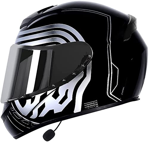 Motorradhelm Helm Klapphelm Integralhelm Integrierter Bluetooth-Helm DOT/ECE Genehmigt Motorrad Full Face Helm Rollerhelm Anti-Fog-visier Sturzhelm Unisex (Color : D, Größe : M=57-58cm)
