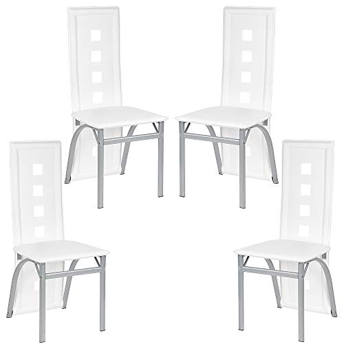 Flyelf Esszimmerstühle, 2 Stück, hohe Rückenlehne, breite Sitzfläche, Küche Esszimmer Möbel 4er Set, weiß