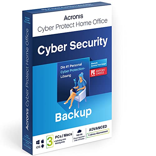 Acronis Cyber Protect Home Office 2023 Advanced  500 GB Cloud-Speicher 3 PC/Mac 1 Jahr Windows/Mac/Android/iOS Internet Security inklusive Backup Aktivierungscode per Post