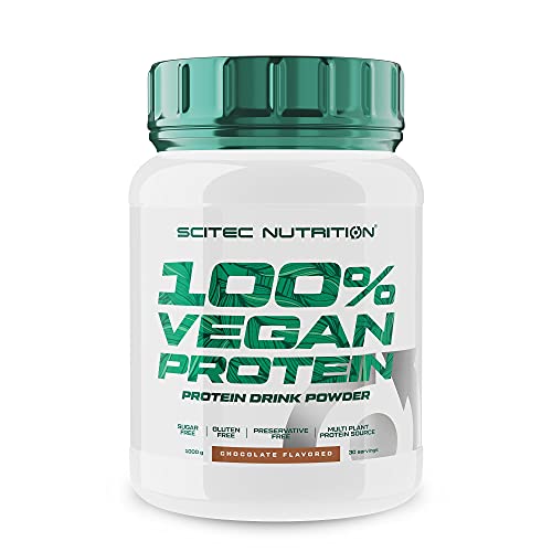 Scitec Nutrition 100% Vegan Protein, Aromatisiertes Getränkepulver mit pflanzlichen Proteinen, mit Vitamin B12 und Süßungsmitteln, Zuckerfrei, Glutenfrei, 1 kg, Schokolade