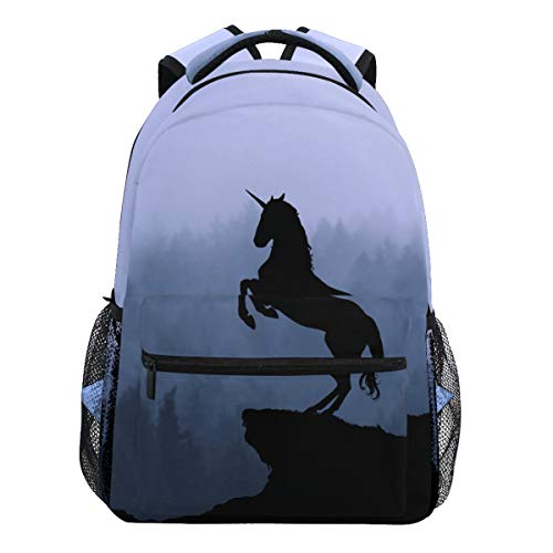 Oarencol Animal Unicorn Ailhouette Forest Rucksack Büchertasche Daypack Reise Schule College Tasche für Damen Herren Mädchen Jungen