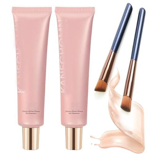 Super Coverage Foundation With Buffing Brush,Matte Liquid Foundation with Brush, Super Coverage Makeup with concealer brush Full Coverage Foundation (ivory white,2pcs)