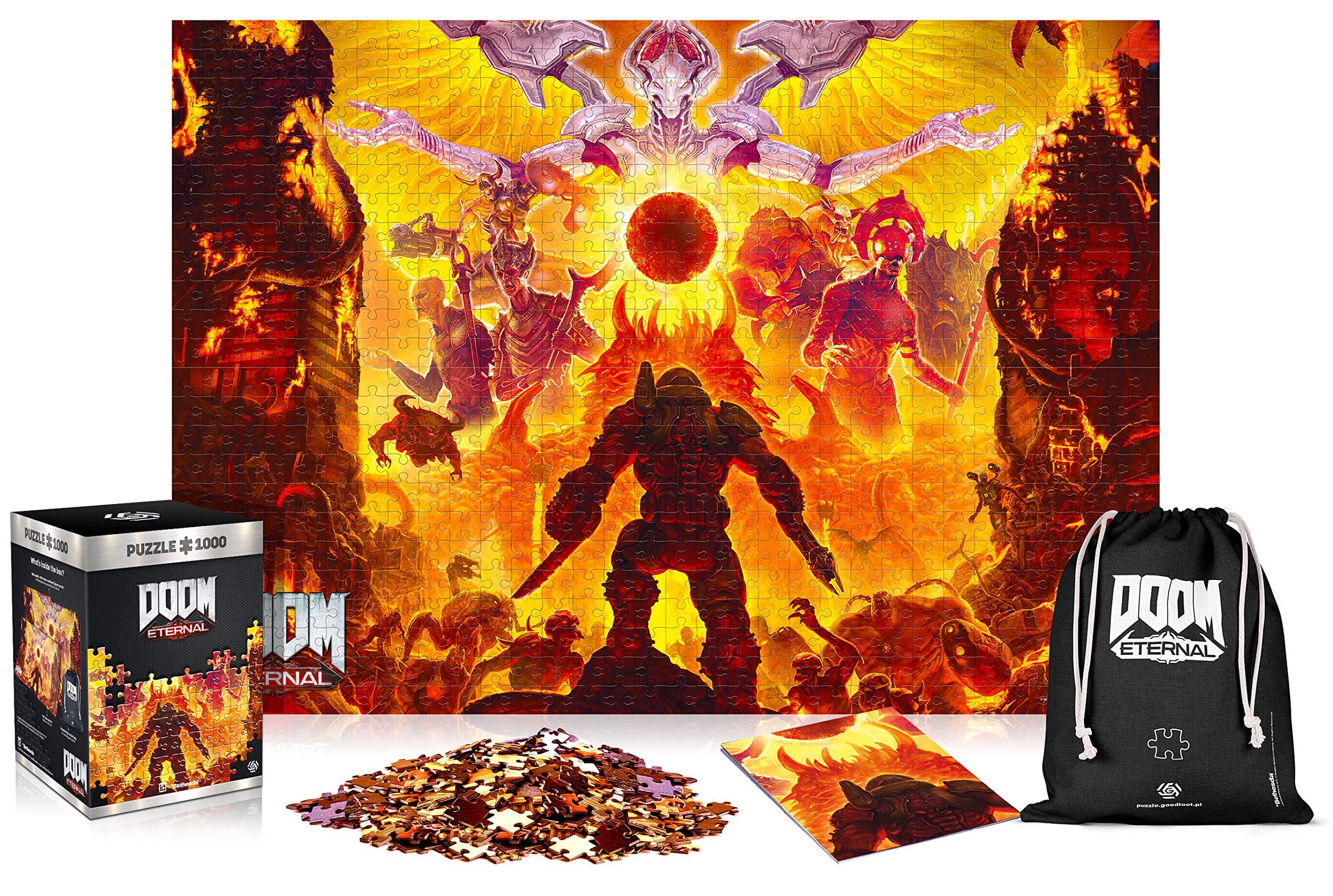 Good Loot Doom: Eternal Maykr - 1000 Teile Puzzles für Erwachsene und Kinder ab 14 Jahren - 68x48cm Gaming Puzzle mit Poster und Tragetasche - Doom Eternal Merchandise