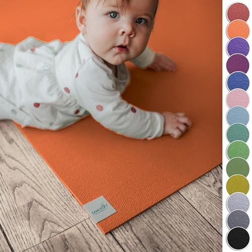 SanoSoft® Made in Germany Anti-Rutsch Krabbelmatte Oeko-Tex Krabbelunterlage (120x170cm, Orange)