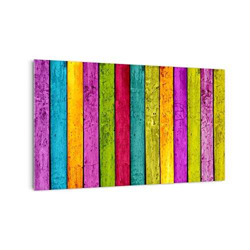 DekoGlas Küchenrückwand 'Farbige Bretter' in div. Größen, Glas-Rückwand, Wandpaneele, Spritzschutz & Fliesenspiegel