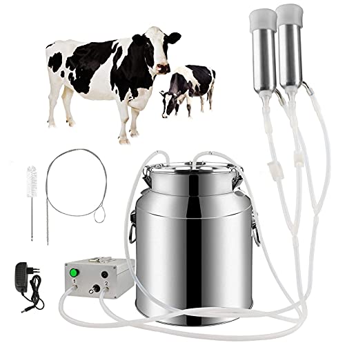 QHYXT Kuhmelkmaschine Melkmaschine für Kühe, Automatische Pulsationsvakuumpumpe Kuhmelker Lebensmittelqualität Kuhmelkmaschine, Ziege, Zubehör für Kalb, Rind (for Cow Battery Milker 14L)