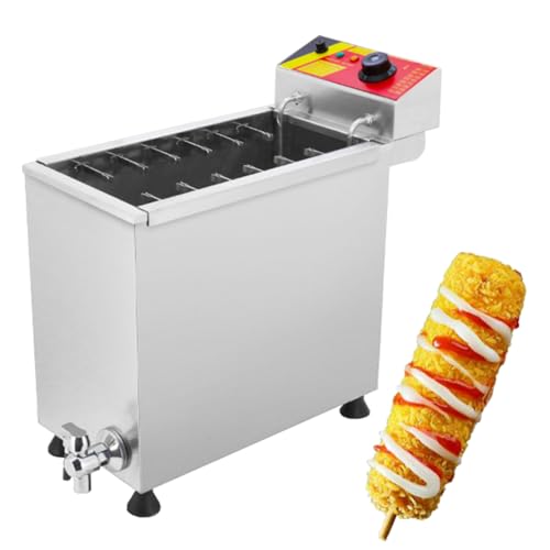 Corn Dog Fritteuse, 3000 W, automatischer Käse, Hot Dog, Wurst, Grill, Herd, Sticks, Fritteuse, 25 l, Frittierausrüstung für Chips, Pommes Frites, Donuts und mehr