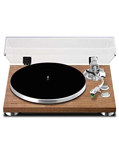 Teac TN-400BT-SE/WA HiFi-Plattenspieler, Turntable mit Bluetooth für Lautsprecher & Kopfhörer (Schallplattenspieler, Riemenantrieb, DREI Abspielgeschwindigkeiten 33/45/78rpm, MM-Tonabnehmer) Walnuss