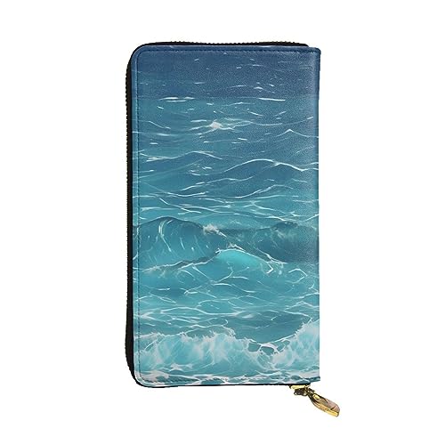 AthuAh The Deep Blue Sea Lange Clutch-Brieftasche, Damen-Geldbörse mit Reißverschluss, Multi-Karten-Organizer, und lange Geldbörse mit großer Kapazität, Schwarz , Einheitsgröße