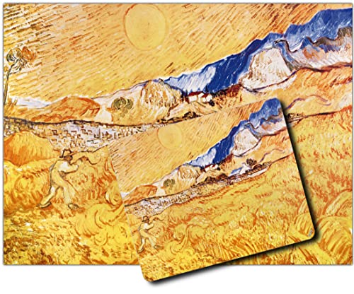 1art1 Vincent Van Gogh, Weizenfeld Hinter Dem Hospital Saint-Paul, Die Ernte, 1889 1 Kunstdruck Bild (80x60 cm) + 1 Mauspad (23x19 cm) Geschenkset