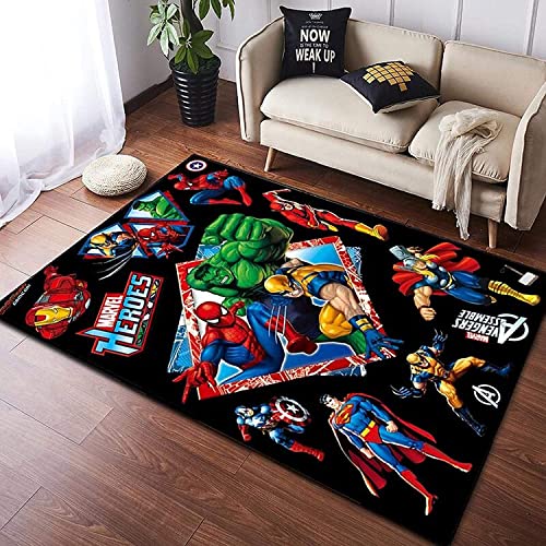 BILIVAN Avengers, Anime-Teppich, Wohnzimmer, Schlafzimmer, Kinder, Nachttisch, Miracle Spider-Man, gemustert, für Jungen, Schlafzimmer, Farbe, rutschfester Teppich (60 x 90 cm)