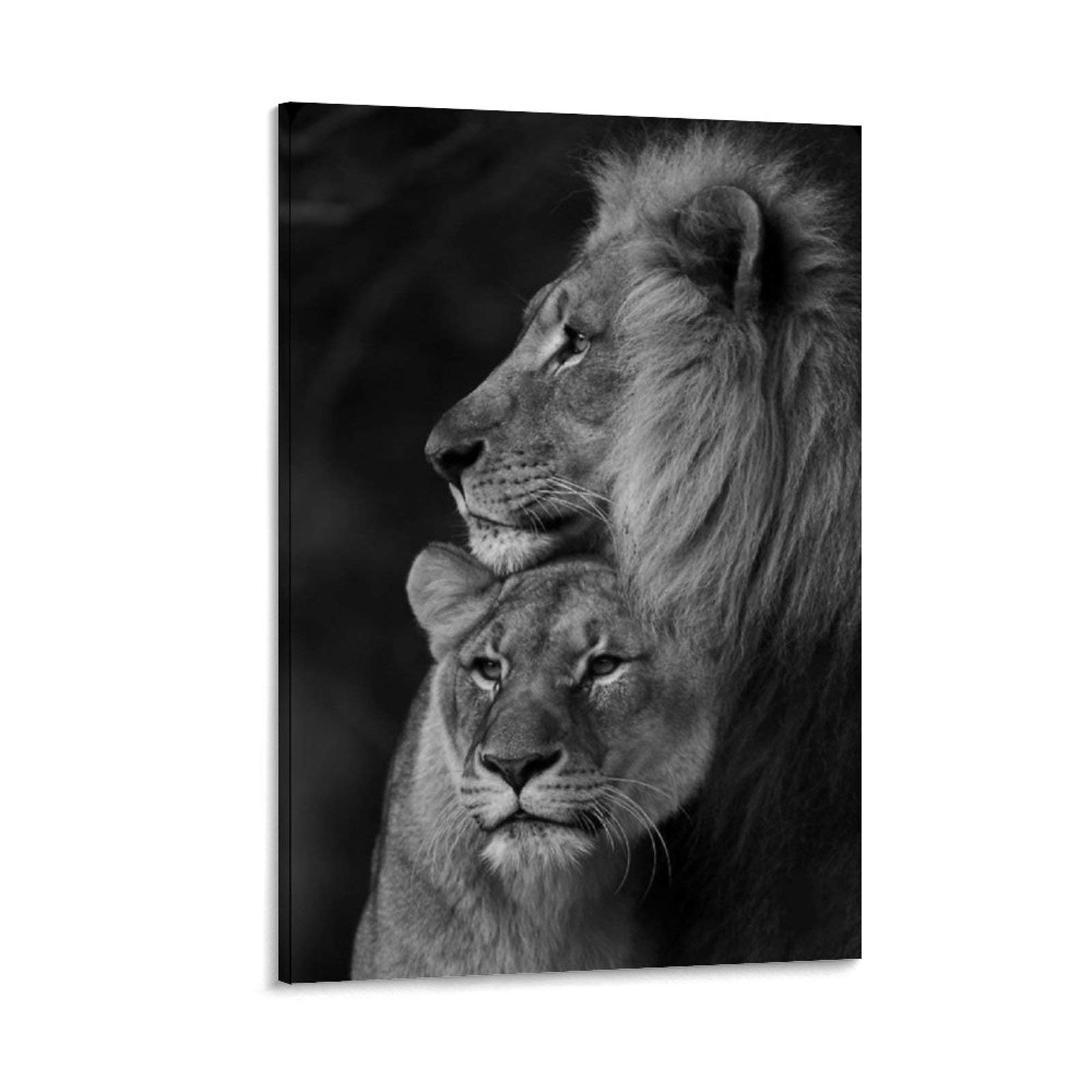 Tierposter Paar De Lion Amoureux Poster, dekoratives Gemälde, Leinwand, Wandkunst, Wohnzimmer, Poster, Schlafzimmer, Gemälde, 30 x 45 cm