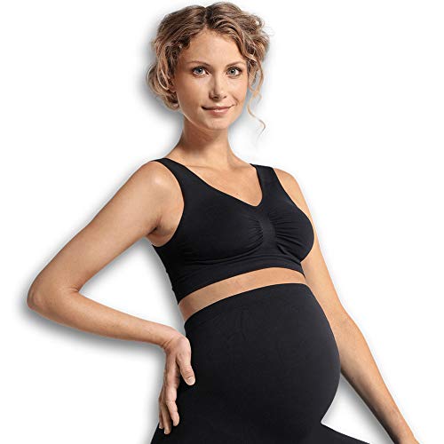 Carriwell Nahtloser Schwangerschafts-BH, Soft-Cups, extra breite Träger, verstärkter Rücken, atmungsaktiv, schwarz, Größe: XL