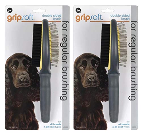JW Pet GripSoft Doppelseitige Bürste für Hunde, 2 Stück