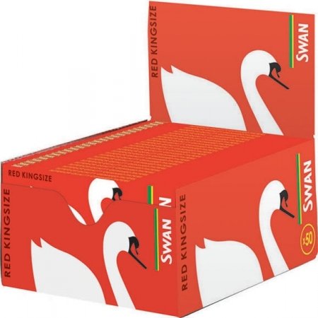 Swan - King Size Red - Zigarettenpapier - ganze Box mit 50 Packungen - Rot, 1 Packung