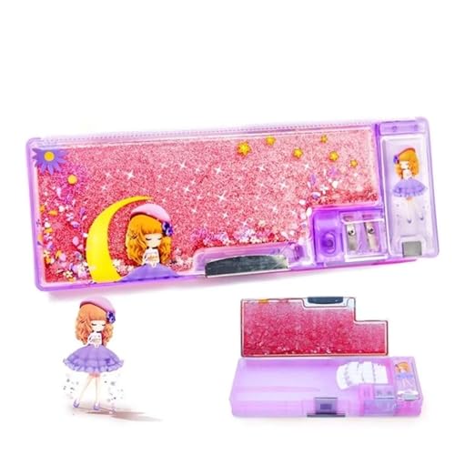 GSJNHY Multifunktionsmäppchen Treibsand-Federmäppchen for Mädchen, großes Fassungsvermögen, Cartoon-Bleistiftbox, rosa Stiftbox, Schulbedarf (Color : C)