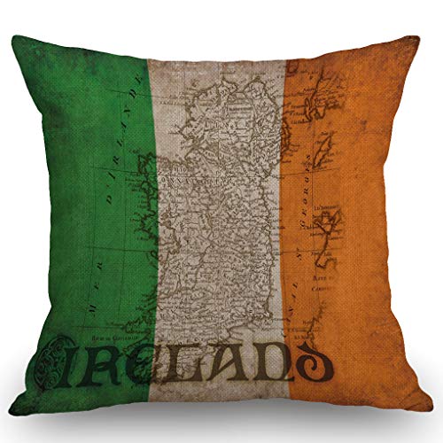SSOIU Dekorativer Kissenbezug mit Irland-Flagge und irischem Emblem, Bauernhaus, für Sofa, Couch, Heimdekoration, 45,7 x 45,7 cm