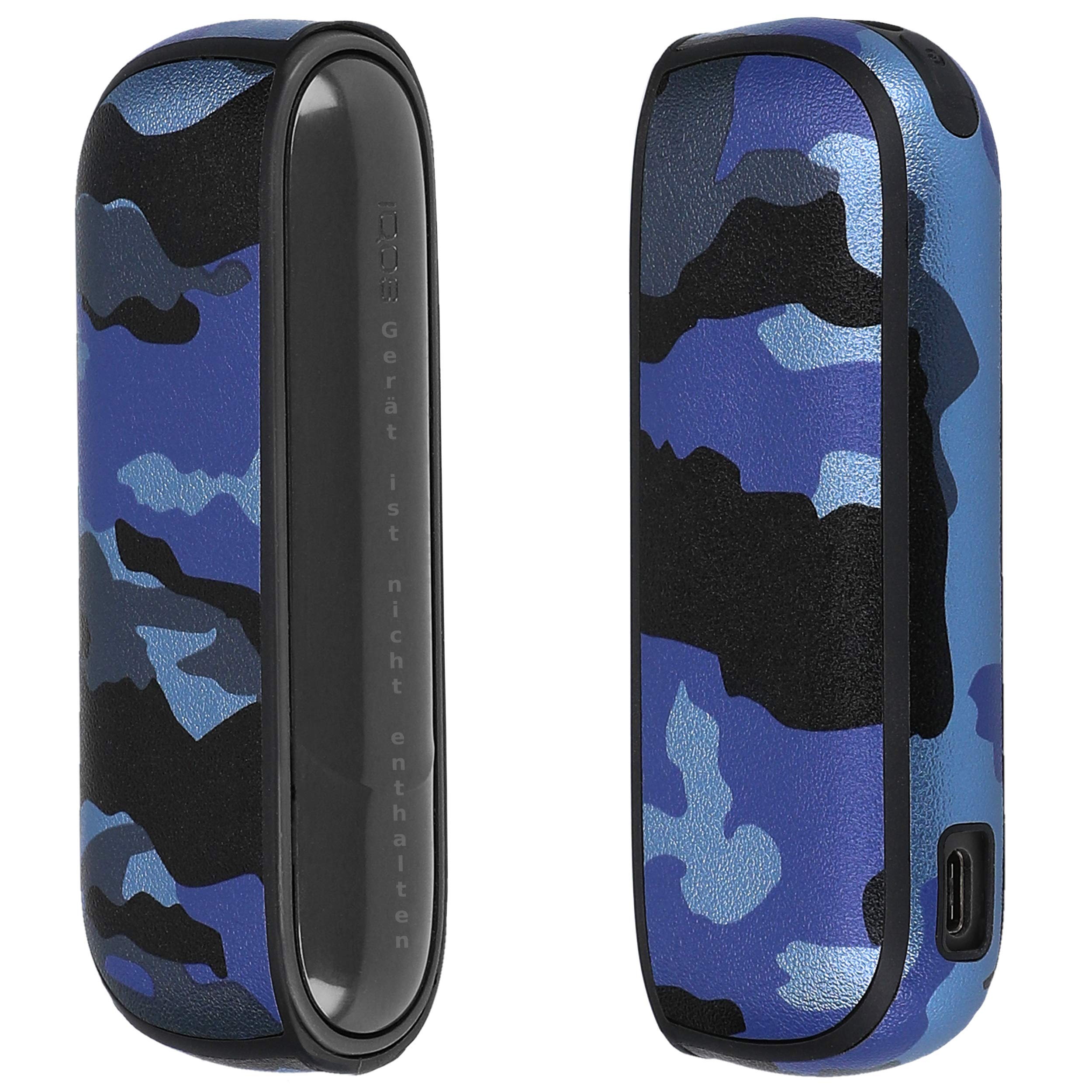 mumbi Hülle kompatibel mit IQOS 3 / 3 Duo Case Schutzhülle Tasche, Camouflage blau