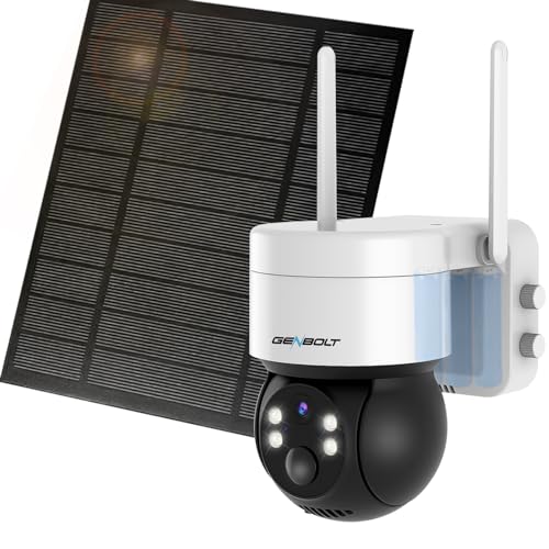 Solar Überwachungskamera Aussen Akku mit licht, GENBOLT Kabellose WiFi PTZ CCTV Überwachungskamera Außen 355°/90° Schwenkbar IP Kamera Outdoor 2MP, PIR-Bewegungssensor mit Solarpanel