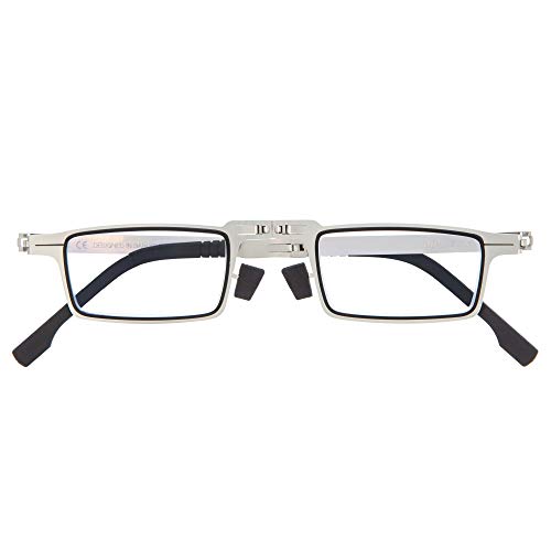 DIDINSKY Graduierte Zusammenklappbare Lesebrille für Männer und Frauen. Presbyopie-Brille mit Metallrahmen und Blaulichtschutzgläsern. Graphite +2.5 - MET SQUARE