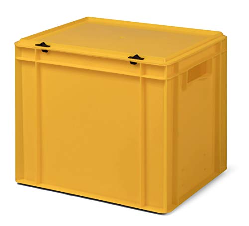 Design Aufbewahrungsbox mit Deckel | Stapelbox stapelbar | 5 Farben | 8 Größen (40x30x33 cm, gelb)