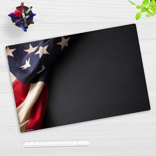 Schreibtischunterlage für Kinder und Erwachsene – “Amerika USA Flagge“ – aus erstklassigem Vinyl (Kunststoff) – 60 x 40 cm – Rutschfeste Schreibunterlage – Made in Germany