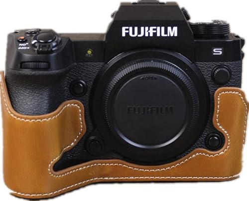 X-H2S Hülle, Zakao PU-Leder, halbe untere Öffnung, Holster-Kameratasche mit Handschlaufe, Schutzhülle für Fujifilm Fuji X-H2S (braun)