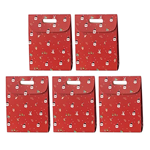 5Pcs Weihnachtspapier Geschenkboxen mit Griff Flip Cover Cartoon Santa Tree Elk Schneeflocke Muster Süßigkeiten Paket Tasche Weihnachtsgeschenktüten groß