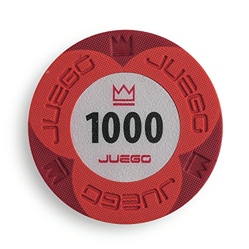 Juego JU00136 100 Imprägnierte Poker Chips Poker Set Tunierwert 1000, Gesellschaftsspiel - Rot