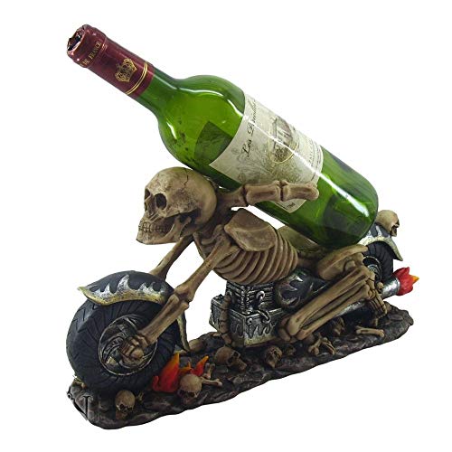 NN Weinflaschenhalter Skelett Biker Rocker Skull Gothic Halloween Weinkeller Tischdeko