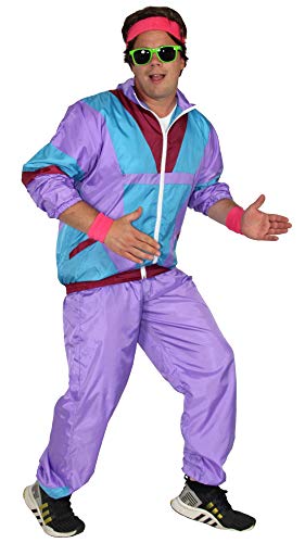 Foxxeo 80er Jahre Kostüm für Herren Trainingsanzug Fasching Karneval Motto-Party, Größe:XXXL