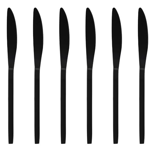 GRÄWE Tafelmesser Lissabon, 6-teiliges Messer-Set, Menümesser titanbeschichtet, Edelstahl, schwarz & modern