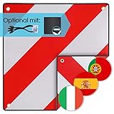 PLANGER®- Warntafel Italien und Spanien 2in1 (50 x 50 cm) - Reflektierendes Warnschild rot weiß für Heckträger u Fahrradträger