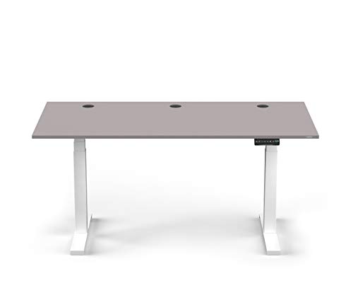 Spectral Elektrisch höhenverstellbarer Schreibtisch, 160 x 80 cm, Grey Fußgestell Snow