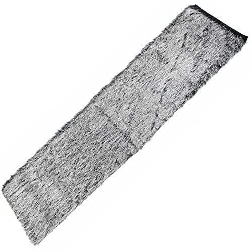 SIDCO Tischläufer Fell Tischband Tischdeko Kunstfell Läufer grau schwarz 140 x 33 cm