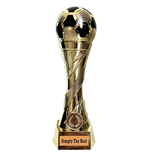 Larius Group Fußball Pokal mit Wunschgravur Extra Groß (245mm, 460gr.) - Trophäe Ehrenpreis Goldener Schuh Ball - Torschützenkönig (Text: Simply The Best)