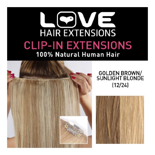 Love Hair Extensions Einteilige 100% Echthaar-Clip-In-Extensions Farbe 18/22 - Aschblond/Strandblond - 46cm, 1er Pack (1 x 20 g)