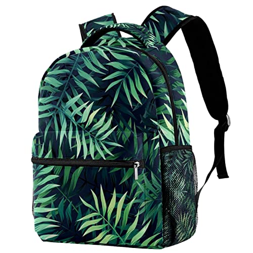 Laptop-Rucksack, Reiserucksack mit mehreren Taschen, großer Schulrucksack für Mädchen, Jungen, Teenager (Blatt, tropisch, marineblau), #222, 29cm*20cm*40cm, Schulranzen
