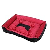 LICHOO Hundebett, Katzenbett, Plüsch-Haustierbett, weiches und bequemes waschbares Bett für Katzen und Hunde, geeignet für alle Arten von Haustieren (50×38×15cm,Schwarz Rot)