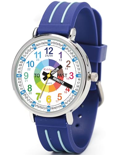 KIDDUS Lern Armbanduhr für Kinder, Jungen und Mädchen. Analoge Armbanduhr mit Zeitlernübungen, japanischen Quarzwerk, gut lesbar, um ganz leicht zu Lernen, die Uhr zu lesen (307)