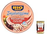 3x Rio mare Insalatissime Insalata di Tonno Piccantina, mit Reis, Bohnen und würzigem Öl 220 g + Italian Gourmet polpa 400g