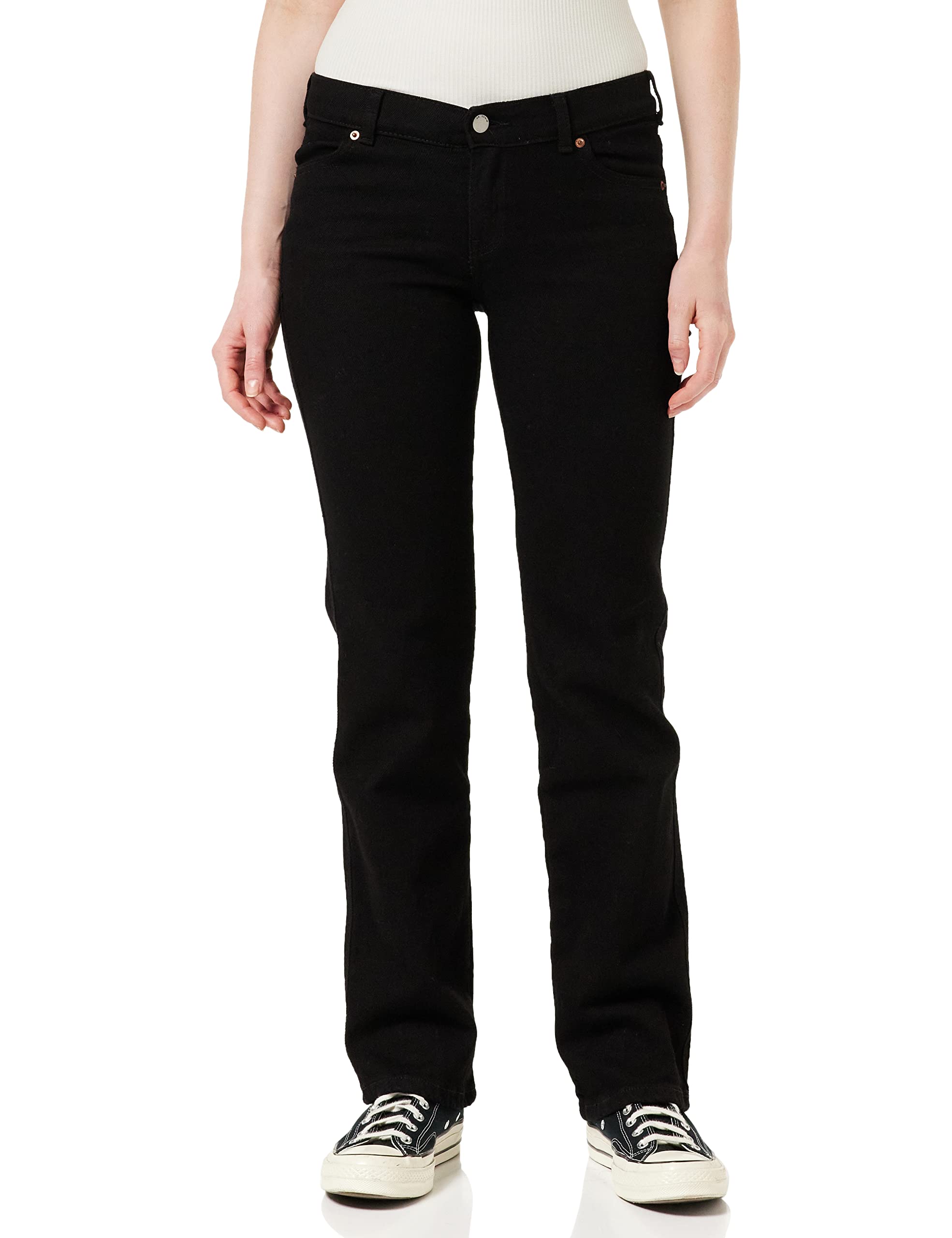 Dr Denim Damen Dixy Straight Jeans, Solid Black, L/32