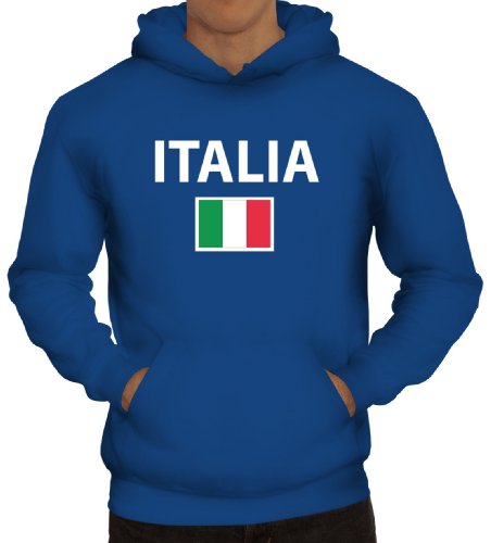 Shirtstreet24, EM/WM 20 - Italia, Italien Italy Fußball Herren Kapuzen Sweatshirt - Pullover Hoodie, Größe: XL,Royal Blau