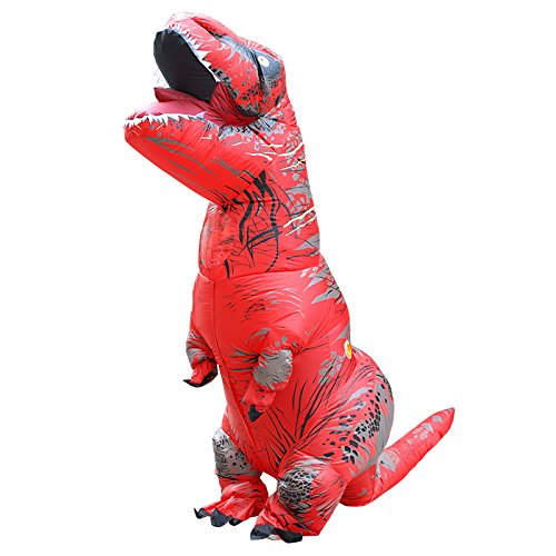 JASHKE Trex Kostüm Aufblasbares Dinosaurier Kostüm Dino Kostüm T rex Kostüme Erwachsene (Rot)