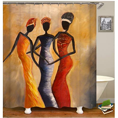 Afrika Sexy Girl Badezimmervorhänge Afrikanische Frauen Polyestergewebe Duschvorhang Badewannentrennwand Badewannendekoration Badewannentrennwand W 150 x H 200 cm Mit Haken