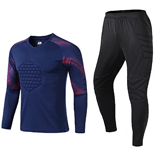 MAOTN Herren und Damen Torwart Goal Trikot mit Langen ärmeln für Erwachsene, fußball-torwarthosen-Sporthose mit schwammpolsterung,Blue1,4XL